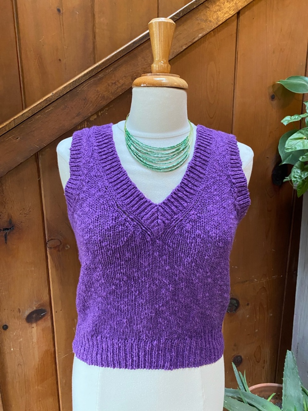 Vintage Ramie Blend Purple Knit Tank Sweater Vest